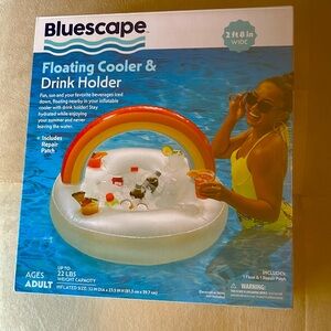 NEW Bluescape Inflatable Floating Cooler & Drink Holder. Rainbow n Cloud. 2” 8’
